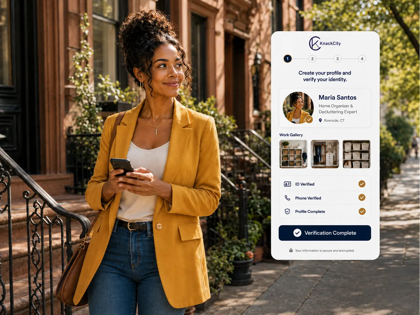 independent worker creating profile on KnackCity