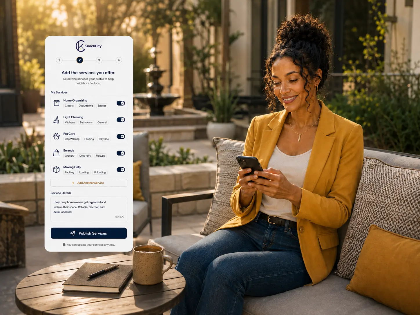 neighbors helping neighbors by adding services on KnackCity