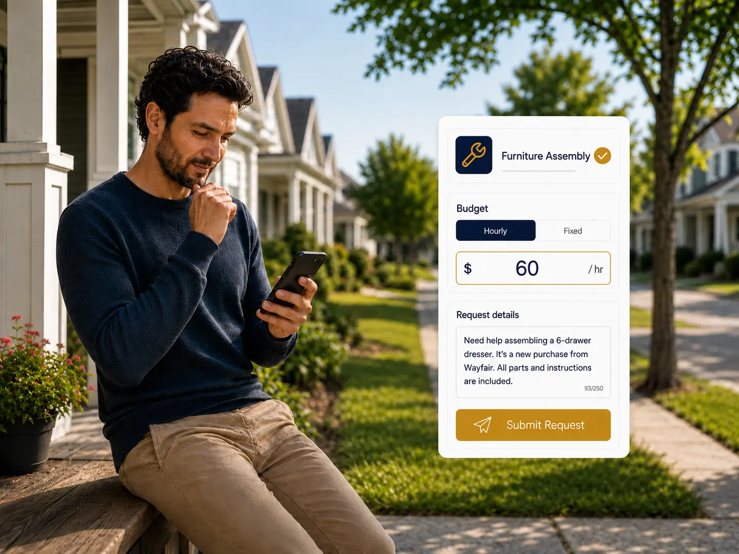 set budget and submit help request on KnackCity community marketplace